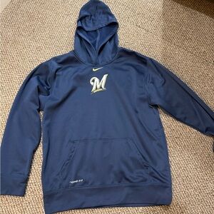 Nike Men's Navy Blue Hoodie with Logo